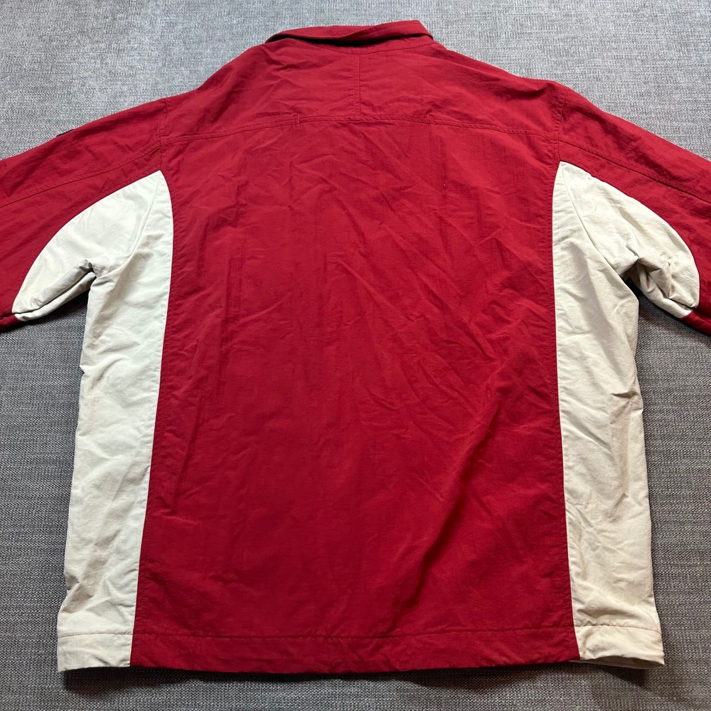 Timberland Windbreaker Jacket Mens XL Red Cream Weathergear Colorblock Zip - Picture 2 of 12
